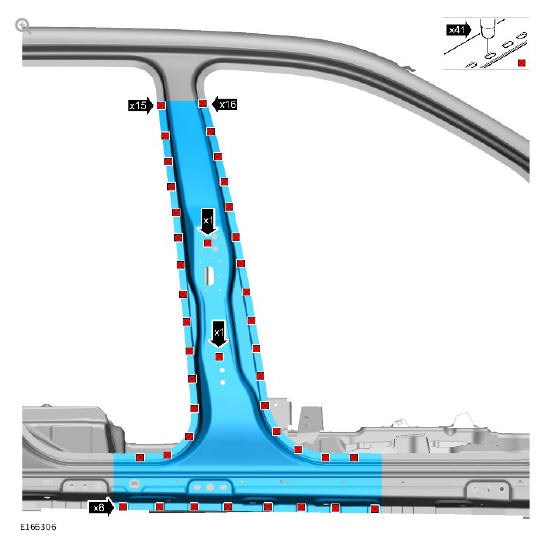 Side panel sheet metal repairs 'B' pillar outer panel (G1770904) - Installation