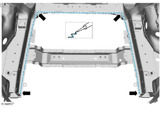 Rear end sheet metal repairs spare wheel well - vehicles with- 7 seats (G1770930) - Installation