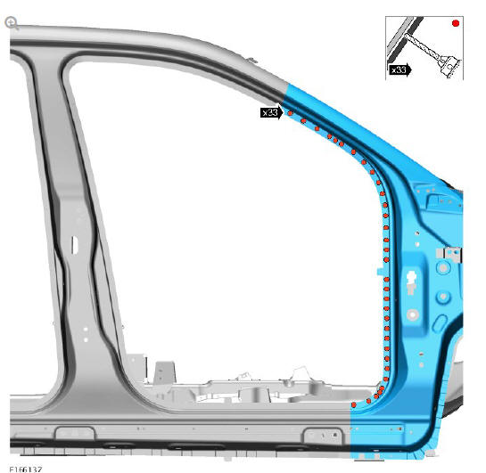 Side panel sheet metal repairs 'A' pillar outer panel (G1770902) - Removal 