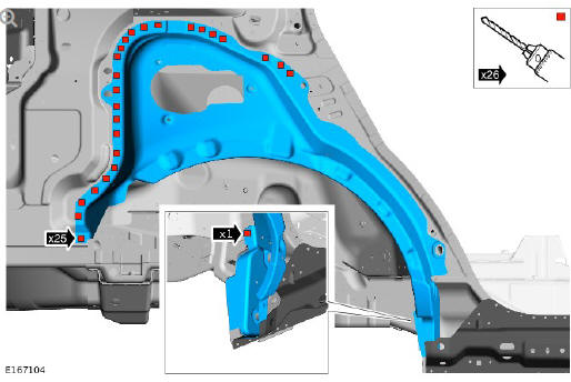 Rear end sheet metal repairs rear wheelhouse outer (G1770944) - Installation