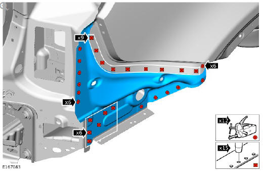 Rear end sheet metal repairs quarter panel lower extension (G1771164) removal and installation