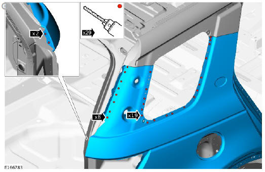 Rear end sheet metal repairs quarter panel (G1770932) - Removal