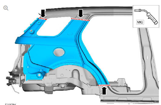 Rear end sheet metal repairs quarter panel (G1770932) - Installation