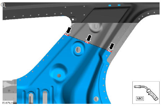 Rear end sheet metal repairs inner quarter panel upper (G1770949) removal and installation