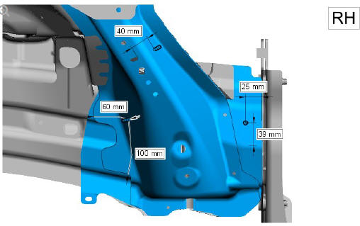 Front end sheet metal repairs front side member and suspension top mount assembly (G1770869) - Installation