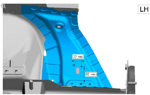 Front end sheet metal repairs front side member and suspension top mount assembly (G1770869) - Installation