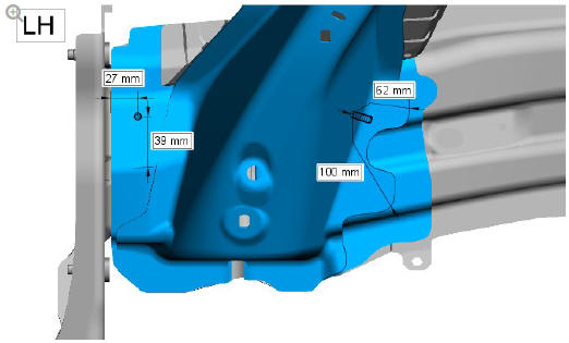 Front end sheet metal repairs front side member and suspension top mount assembly (G1770869) - Installation
