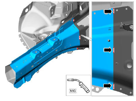 Front end sheet metal repairs front side member (G1770867) removal and installation