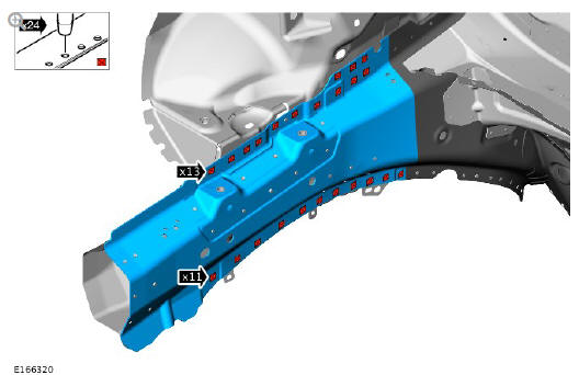 Front end sheet metal repairs front side member (G1770867) removal and installation