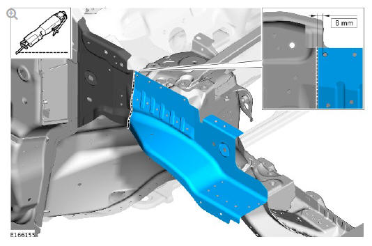 Front end sheet metal repairs fender apron panel reinforcement (G1770870) removal and installation