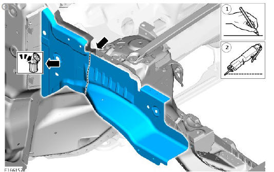 Front end sheet metal repairs fender apron panel reinforcement (G1770870) removal and installation