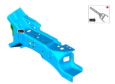 Front end sheet metal repairs fender apron panel front section (G1775681) - Installation