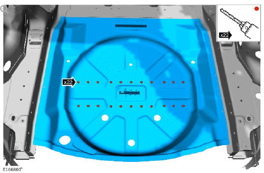 Rear end sheet metal repairs spare wheel well - vehicles without- 7 seats (G1770929) - Removal