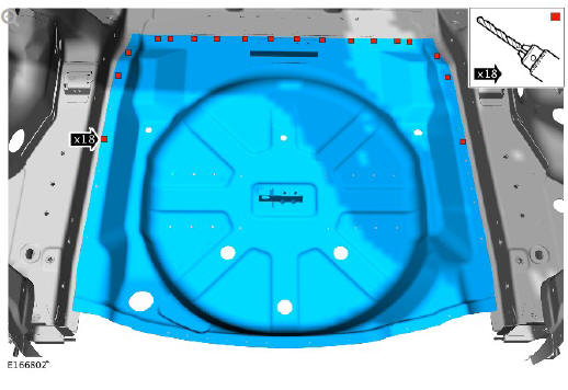 Rear end sheet metal repairs spare wheel well - vehicles without- 7 seats (G1770929) - Installation