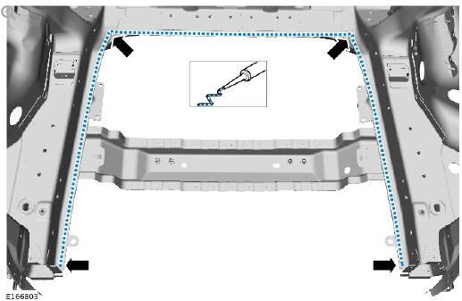 Rear end sheet metal repairs spare wheel well - vehicles without- 7 seats (G1770929) - Installation