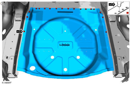 Rear end sheet metal repairs spare wheel well - vehicles without- 7 seats (G1770929) - Installation