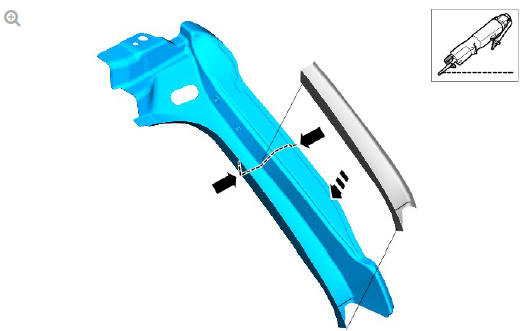 Rear end sheet metal repairs water drain panel (G1770948) removal and installation