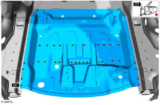 Rear end sheet metal repairs spare wheel well - vehicles with- 7 seats (G1770930) - Installation
