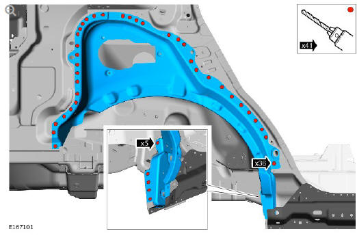 Rear end sheet metal repairs rear wheelhouse outer (G1770944) - Removal