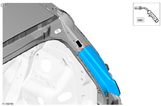 Rear end sheet metal repairs water drain panel (G1770948) removal and installation