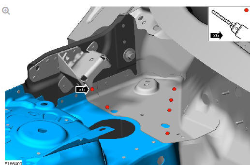 Front end sheet metal repairs front side member and suspension top mount assembly (G1770869) - Removal