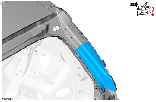 Rear end sheet metal repairs water drain panel (G1770948) removal and installation