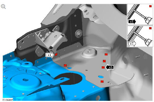 Front end sheet metal repairs front side member and suspension top mount assembly (G1770869) - Installation