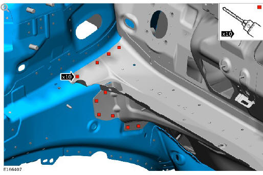 Front end sheet metal repairs front side member and suspension top mount assembly (G1770869) - Installation