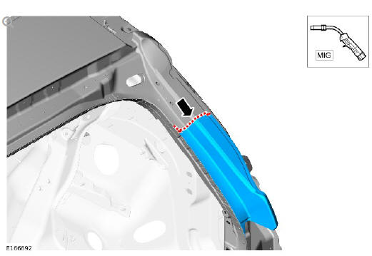Rear end sheet metal repairs water drain panel (G1770948) removal and installation