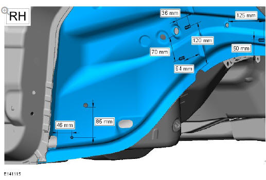 Front end sheet metal repairs front side member and suspension top mount assembly (G1770869) - Installation