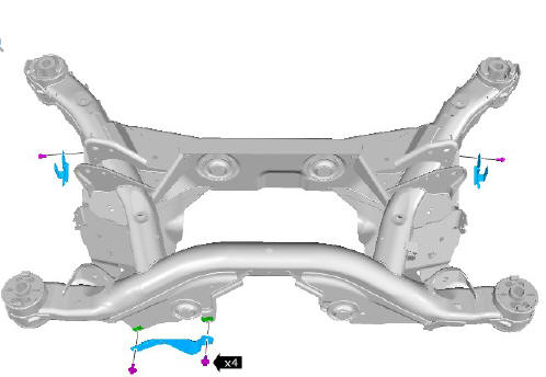 Uni-body, subframe and mounting system rear subframe - FWD (G1799046) - Installation