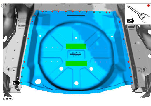 Rear end sheet metal repairs spare wheel well - vehicles without- 7 seats (G1770929) - Removal