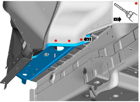 Rear end sheet metal repairs rear floor side extension (G1770934) - Installation