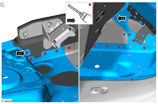 Front end sheet metal repairs suspension top mount (G1770868) - Removal