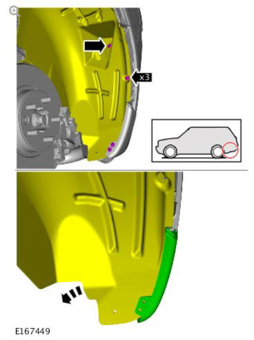 Exterior trim and ornamentation rear wheel arch liner (G1817669) removal and installation
