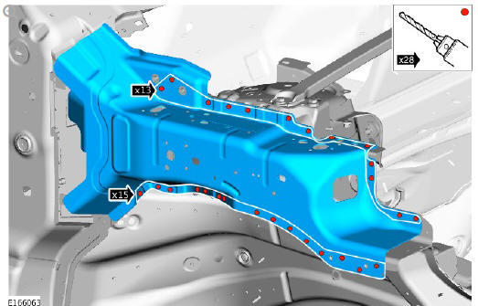 Front end sheet metal repairs fender apron panel (G1770873) removal and installation
