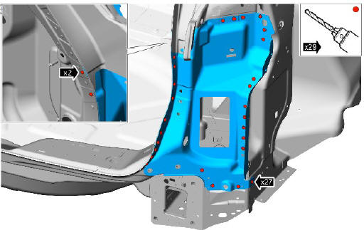 Rear end sheet metal repairs rear lamp panel outer (G1771163) - Removal