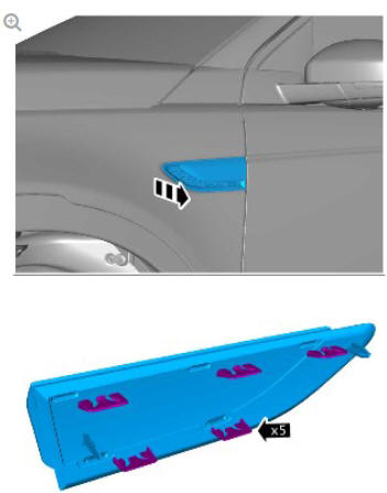 Exterior trim and ornamentation front fender trim panel (G1785263) removal and installation