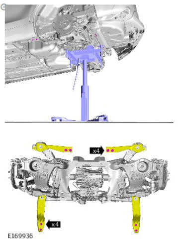 Uni-body, subframe and mounting system rear subframe - FWD (G1799046) - Removal