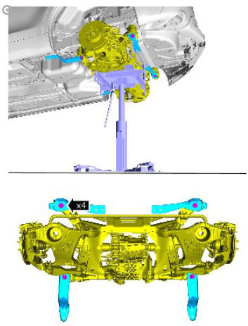 Uni-body, subframe and mounting system rear subframe - FWD (G1799046) - Removal