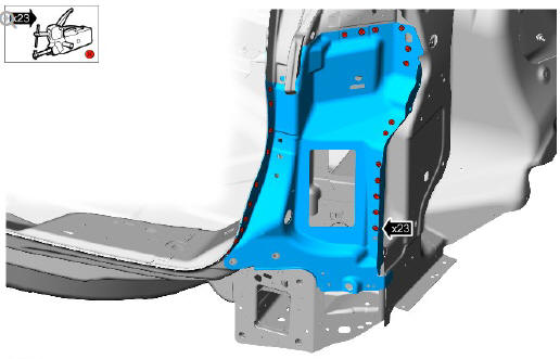 Rear end sheet metal repairs rear lamp panel outer (G1771163) - Installation