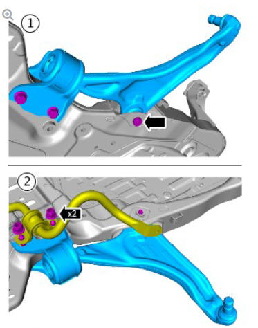 Uni-body, subframe and mounting system front subframe (G2028440) - Installation