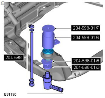 Uni-body, subframe and mounting system front subframe front bushing (g1348232) removal and installation