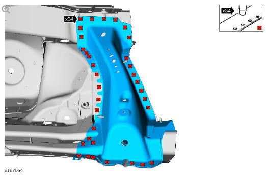 Front end sheet metal repairs fender apron panel front reinforcement (G1775679) - Installation