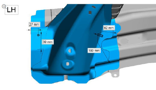 Front end sheet metal repairs fender apron panel front reinforcement (G1775679) - Installation