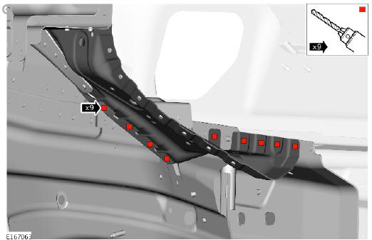 Front end sheet metal repairs fender apron panel front reinforcement (G1775679) - Installation