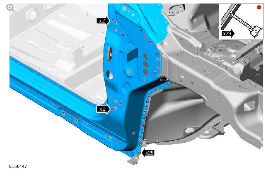 Side panel sheet metal repairs side panel (G1770901) - Removal 