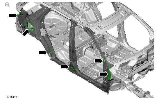Side panel sheet metal repairs side panel (G1770901) - Removal 