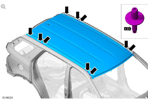 Roof sheet metal repairs roof panel (G1770876) - Removal