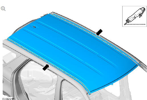 Roof sheet metal repairs roof panel (G1770876) - Removal